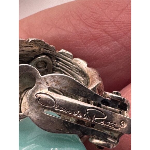 Oscar De La Renta Silver Tone Braided Clip-On Earrings - Picture 5 of 7